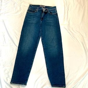 Joe’s denim jeans. Women’s relaxed cut. Distressed blue.